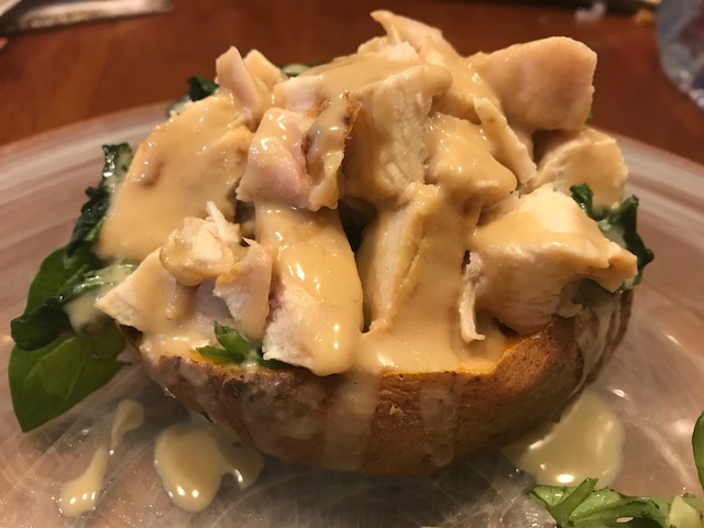Chicken and Spinach Stuffed Sweet Potatoes