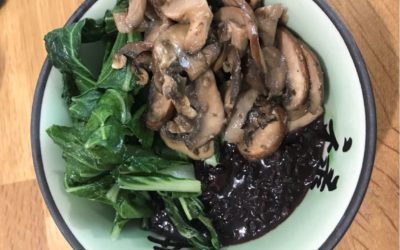 Vegan Congee with Sauteed Mushrooms and Greens