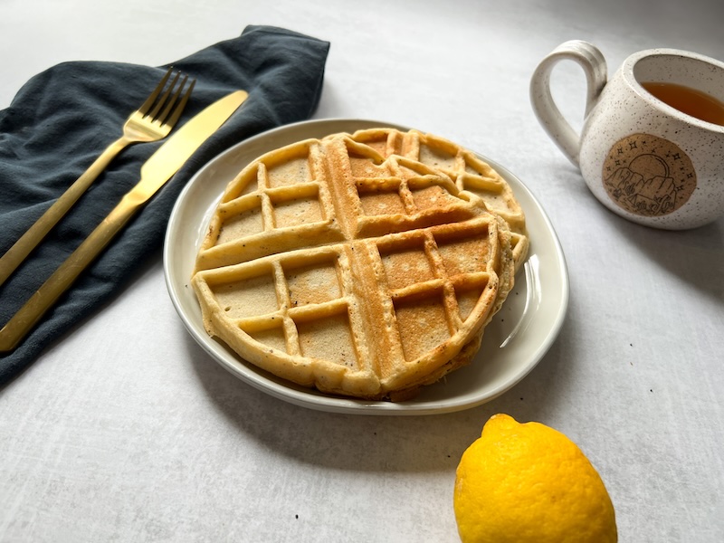 Lemon Poppyseed Waffles (GF, DF, vegan option)